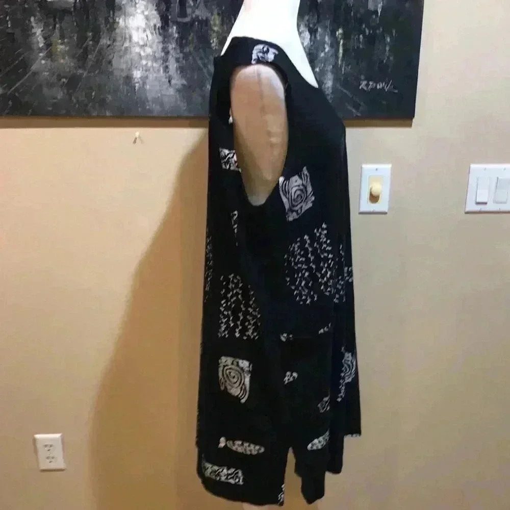 I.G. Sport Women’s Black Southwestern Fish Print Beach Cover Up Pocketed Dress-L - Picture 4 of 8